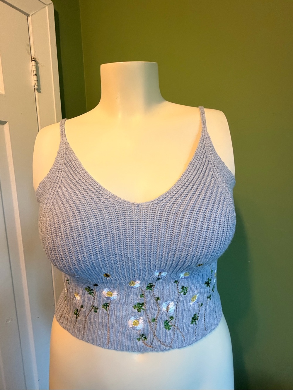 Cider Lavender Knit Floral Cropped Camisole